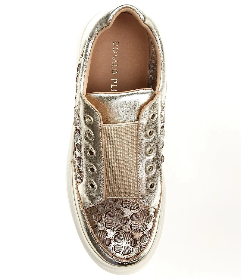 Donald Pliner Mikko Floral Print Leather Slip On Platform Sneakers