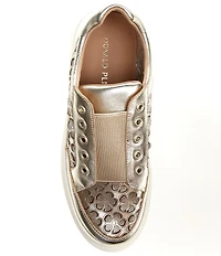 Donald Pliner Mikko Floral Print Leather Slip On Platform Sneakers