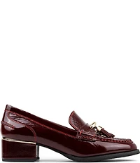 Donald Pliner Mirabel Patent Leather Tassel Block Heel Loafer Pumps