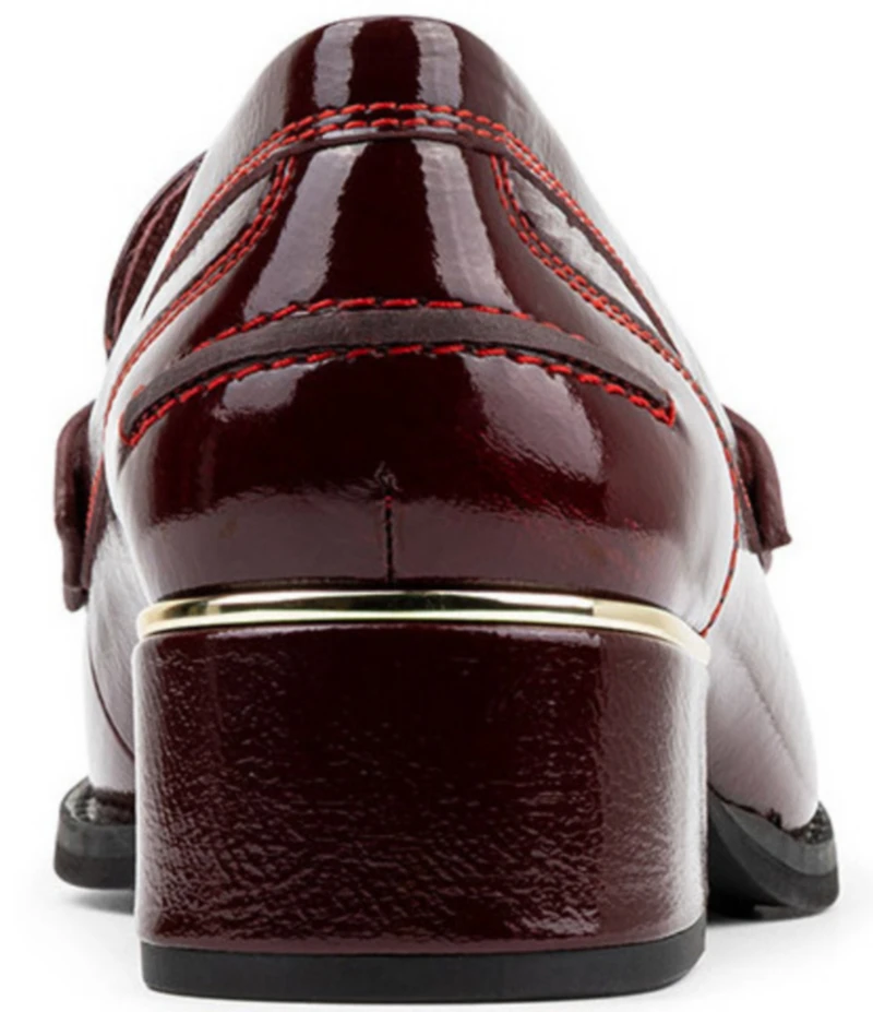 Donald Pliner Mirabel Patent Leather Tassel Block Heel Loafer Pumps