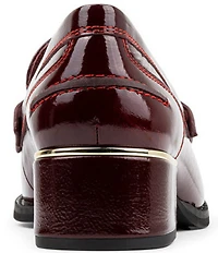 Donald Pliner Mirabel Patent Leather Tassel Block Heel Loafer Pumps