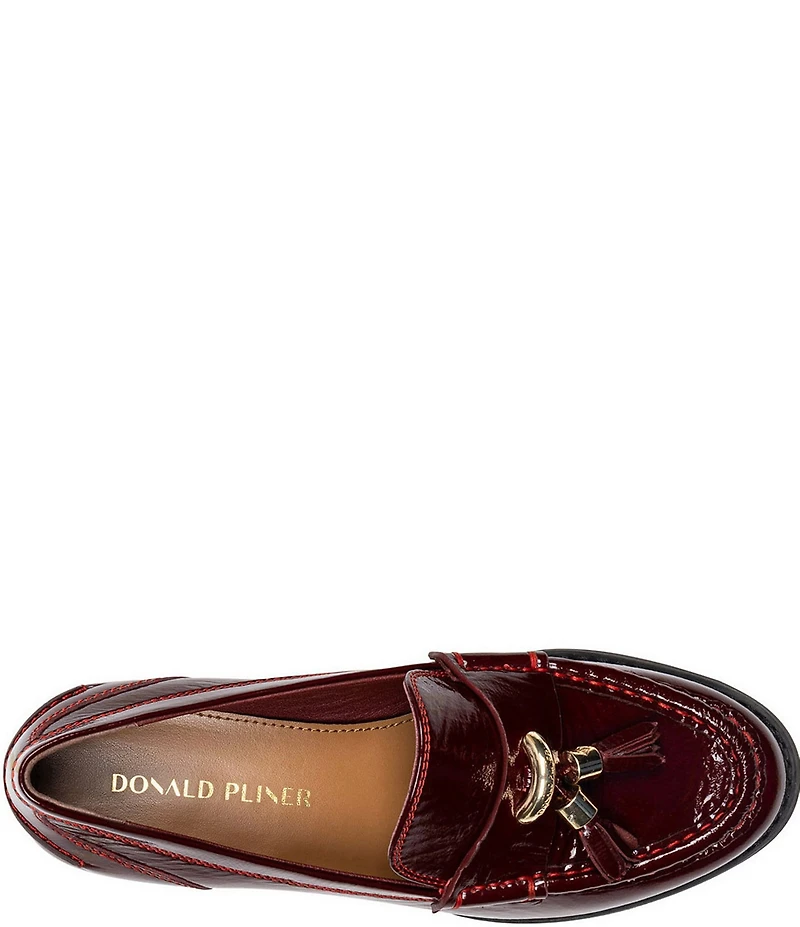 Donald Pliner Mirabel Patent Leather Tassel Block Heel Loafer Pumps