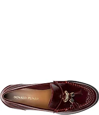 Donald Pliner Mirabel Patent Leather Tassel Block Heel Loafer Pumps