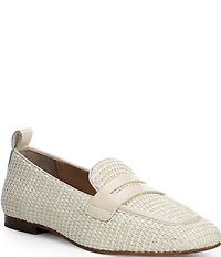 Donald Pliner Najma Woven Raffia and Patent Leather Loafers