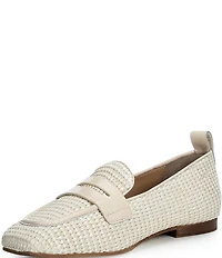 Donald Pliner Najma Woven Raffia and Patent Leather Loafers