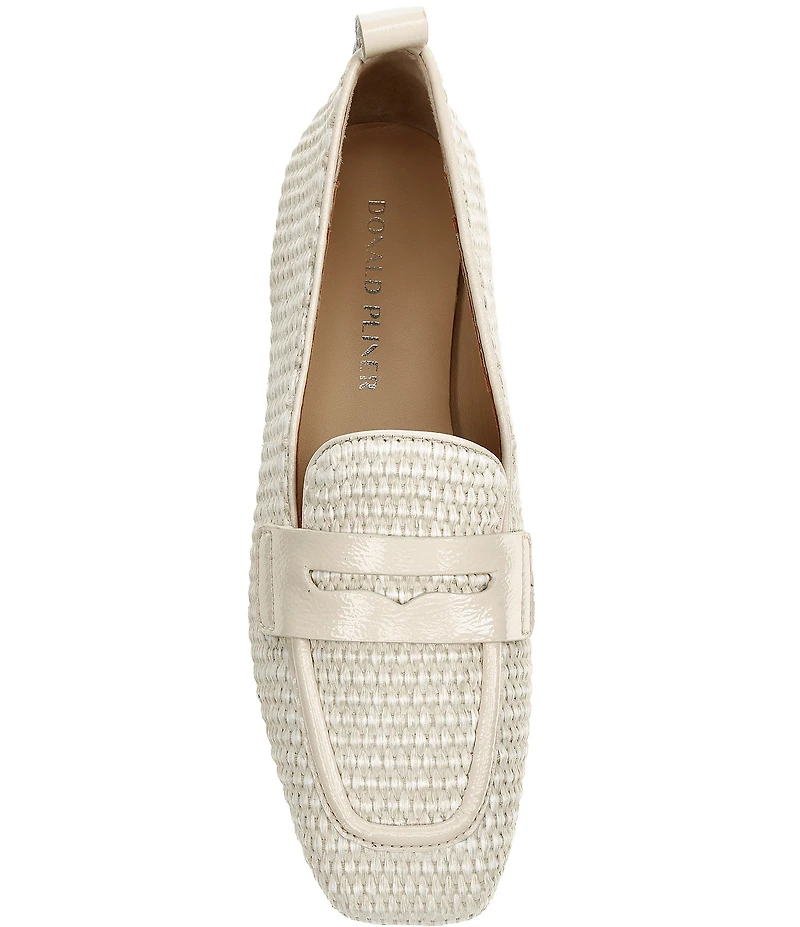 Donald Pliner Najma Woven Raffia and Patent Leather Loafers