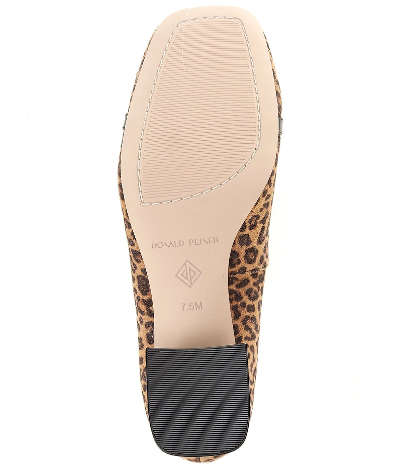 Donald Pliner Nancie Tassel Leopard Print Suede Block Heel Pumps