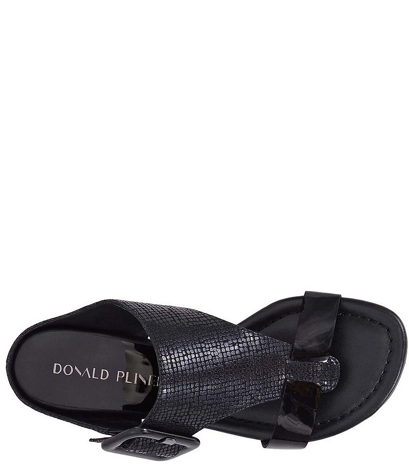 Donald Pliner Ofelia Buckle Detail Printed Leather Cork Wedge Slides