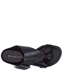 Donald Pliner Ofelia Buckle Detail Printed Leather Cork Wedge Slides