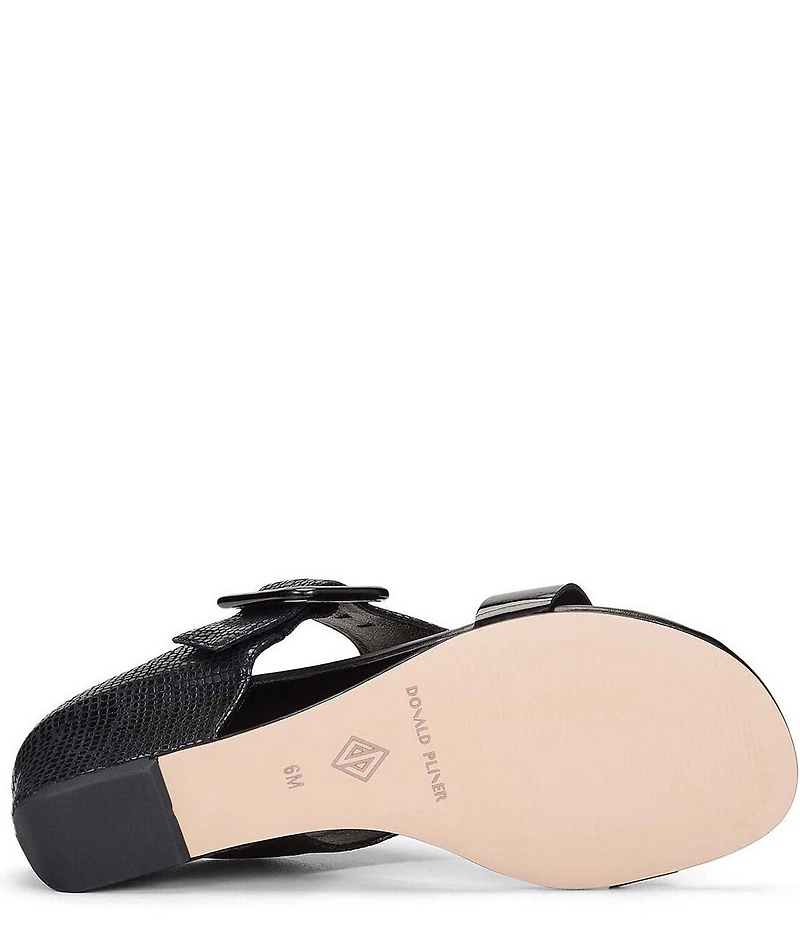 Donald Pliner Ofelia Buckle Detail Printed Leather Cork Wedge Slides