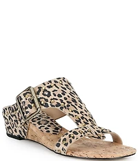 Donald Pliner Ofelia Studded Leopard Print Suede Wedge Slide Sandals