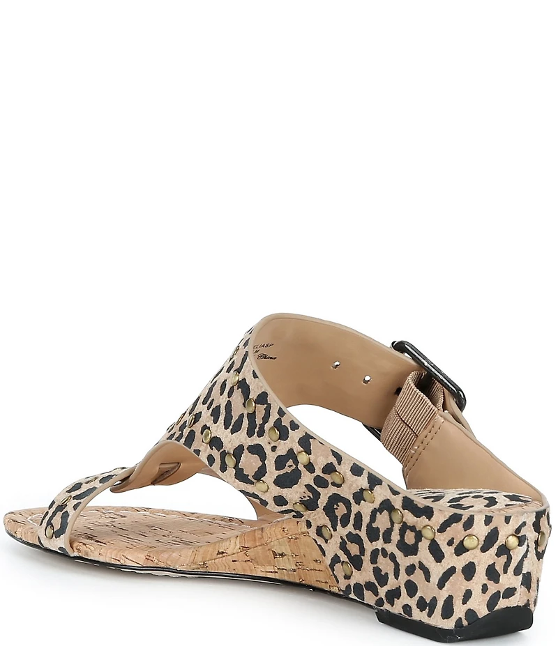 Donald Pliner Ofelia Studded Leopard Print Suede Wedge Slide Sandals