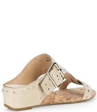Donald Pliner Ofelia Studded Tumbled Leather Wedge Slide Sandals