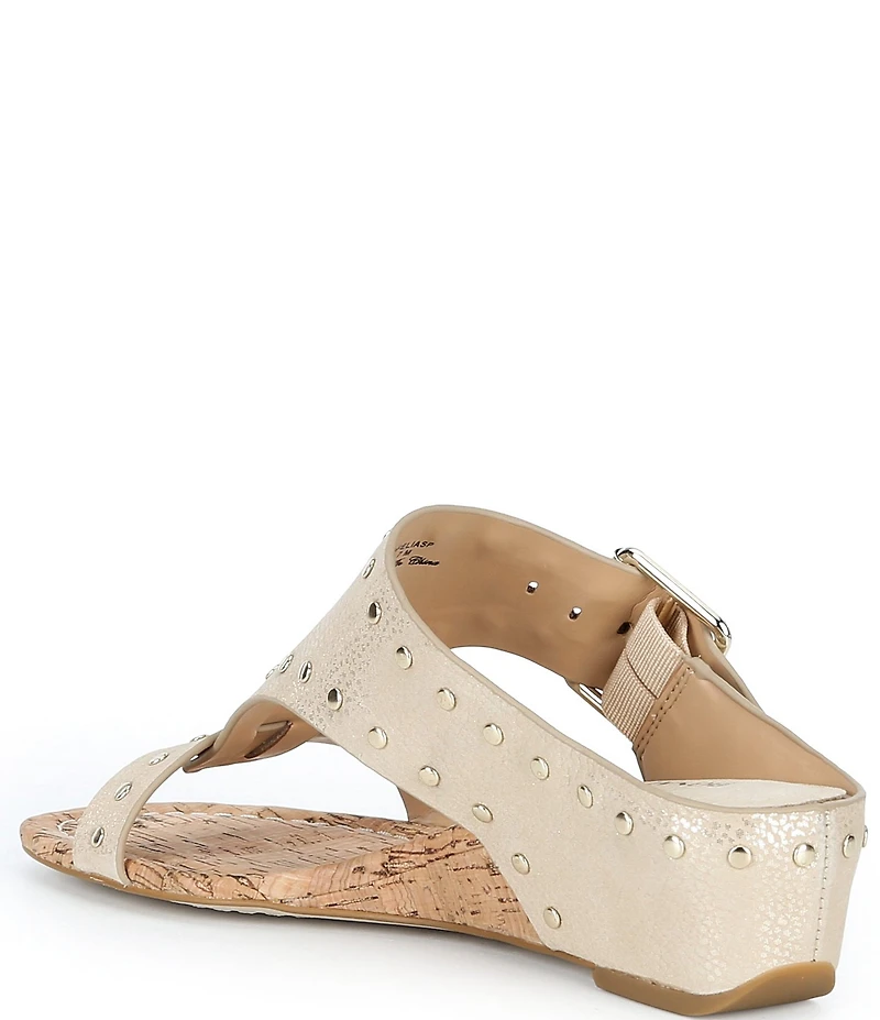 Donald Pliner Ofelia Studded Tumbled Leather Wedge Slide Sandals