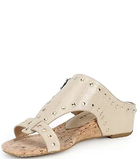 Donald Pliner Ofelia Studded Tumbled Leather Wedge Slide Sandals