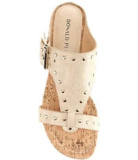 Donald Pliner Ofelia Studded Tumbled Leather Wedge Slide Sandals