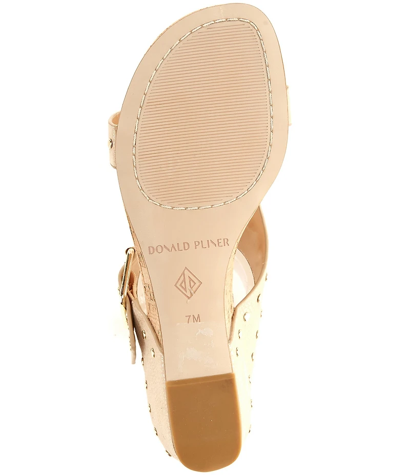Donald Pliner Ofelia Studded Tumbled Leather Wedge Slide Sandals