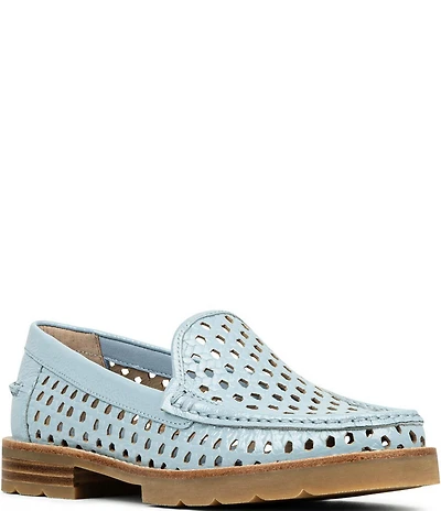 Donald Pliner Ombrespci Woven Embossed Perforated Crinkle Patent Leather Loafers