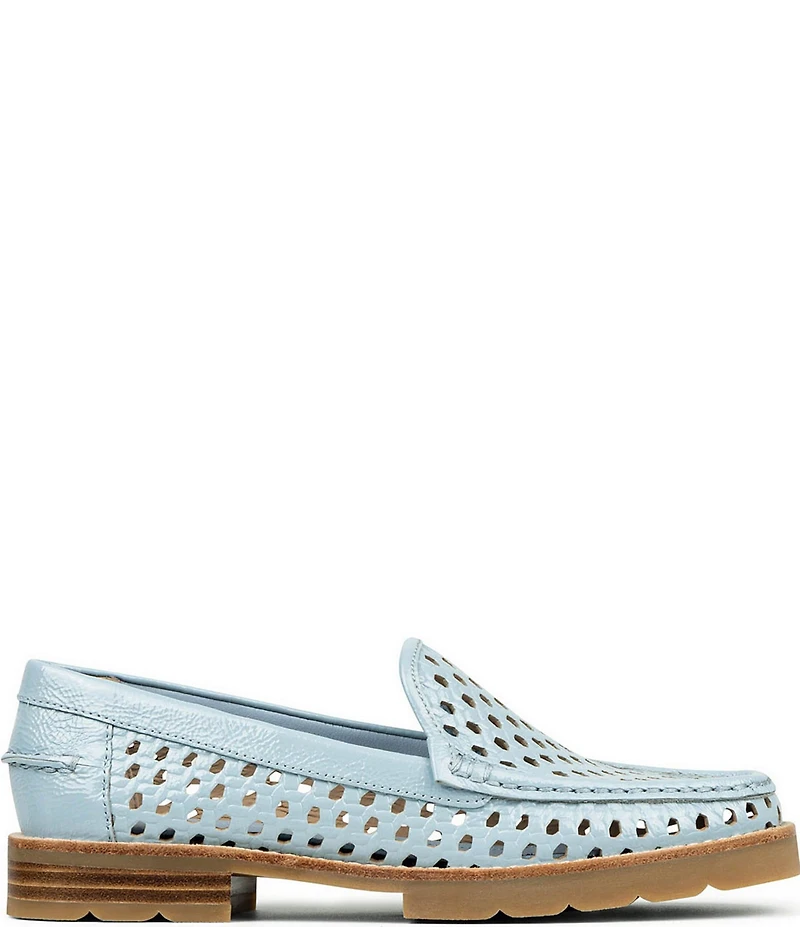 Donald Pliner Ombrespci Woven Embossed Perforated Crinkle Patent Leather Loafers