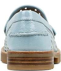 Donald Pliner Ombrespci Woven Embossed Perforated Crinkle Patent Leather Loafers