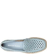 Donald Pliner Ombrespci Woven Embossed Perforated Crinkle Patent Leather Loafers