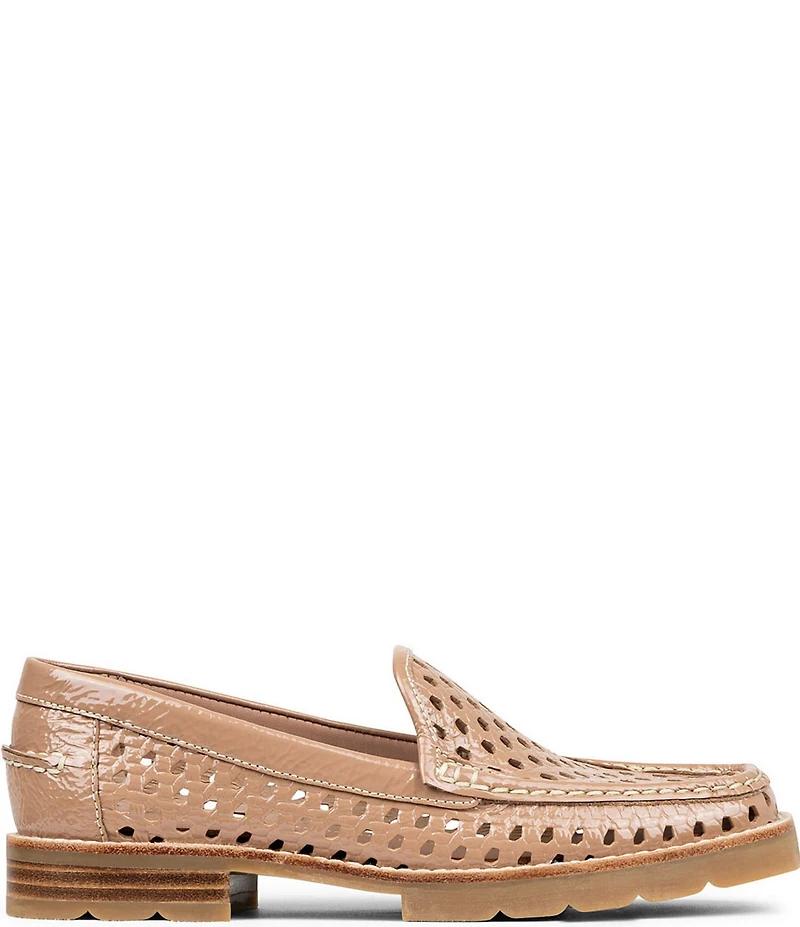 Donald Pliner Ombrespci Woven Embossed Perforated Crinkle Patent Leather Loafers