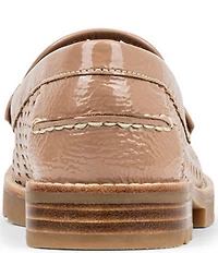 Donald Pliner Ombrespci Woven Embossed Perforated Crinkle Patent Leather Loafers