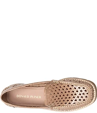 Donald Pliner Ombrespci Woven Embossed Perforated Crinkle Patent Leather Loafers