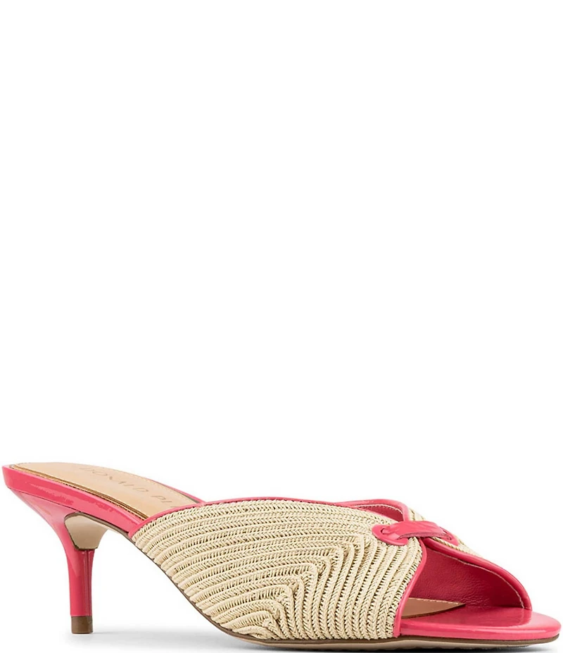 Donald Pliner Patrice Raffia Kitten Heel Dress Slide Sandals