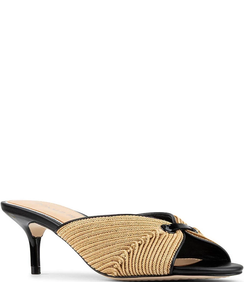 Donald Pliner Patrice Raffia Kitten Heel Dress Slide Sandals