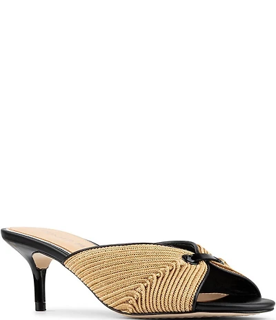 Donald Pliner Patrice Raffia Kitten Heel Dress Slide Sandals