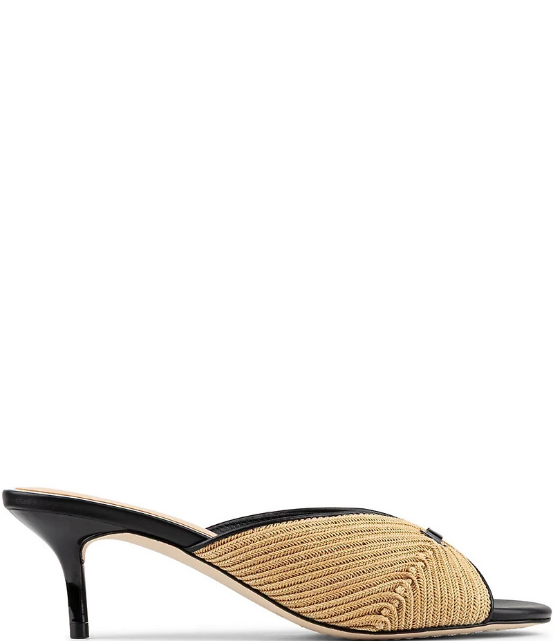 Donald Pliner Patrice Raffia Kitten Heel Dress Slide Sandals