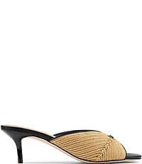 Donald Pliner Patrice Raffia Kitten Heel Dress Slide Sandals