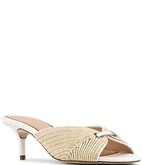 Donald Pliner Patrice Raffia Kitten Heel Dress Slide Sandals