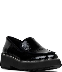 Donald Pliner Peggi Crinkle Patent Leather Platform Lug Loafers