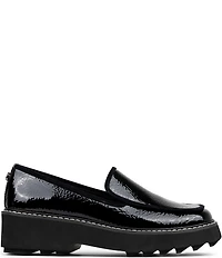 Donald Pliner Peggi Crinkle Patent Leather Platform Lug Loafers