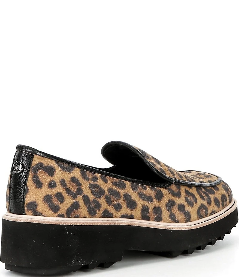 Donald Pliner Peggi Leopard Suede Platform Lug Loafers