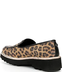 Donald Pliner Peggi Leopard Suede Platform Lug Loafers
