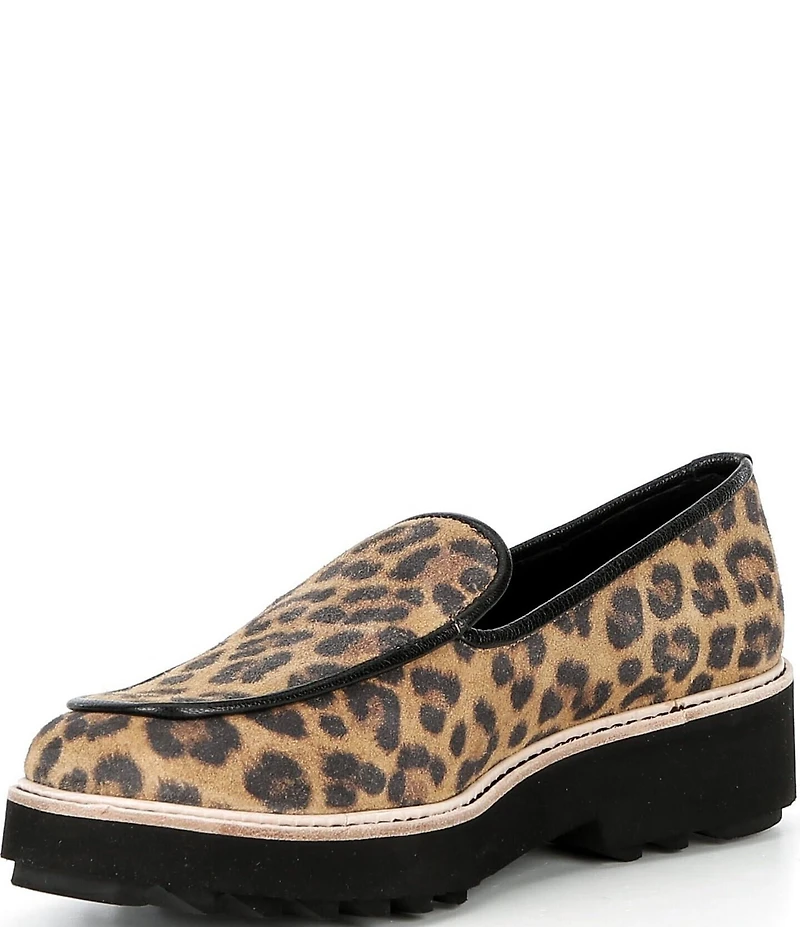 Donald Pliner Peggi Leopard Suede Platform Lug Loafers