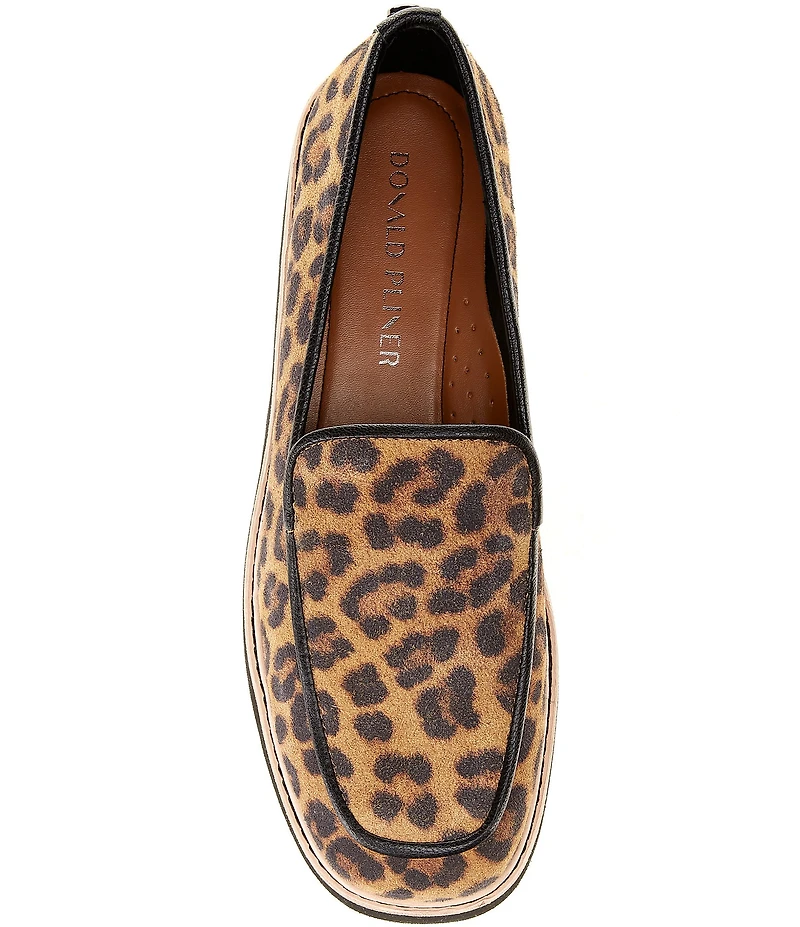 Donald Pliner Peggi Leopard Suede Platform Lug Loafers