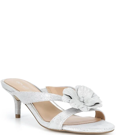 Donald Pliner Peloma Metallic Leather Floral Dress Slide Sandals