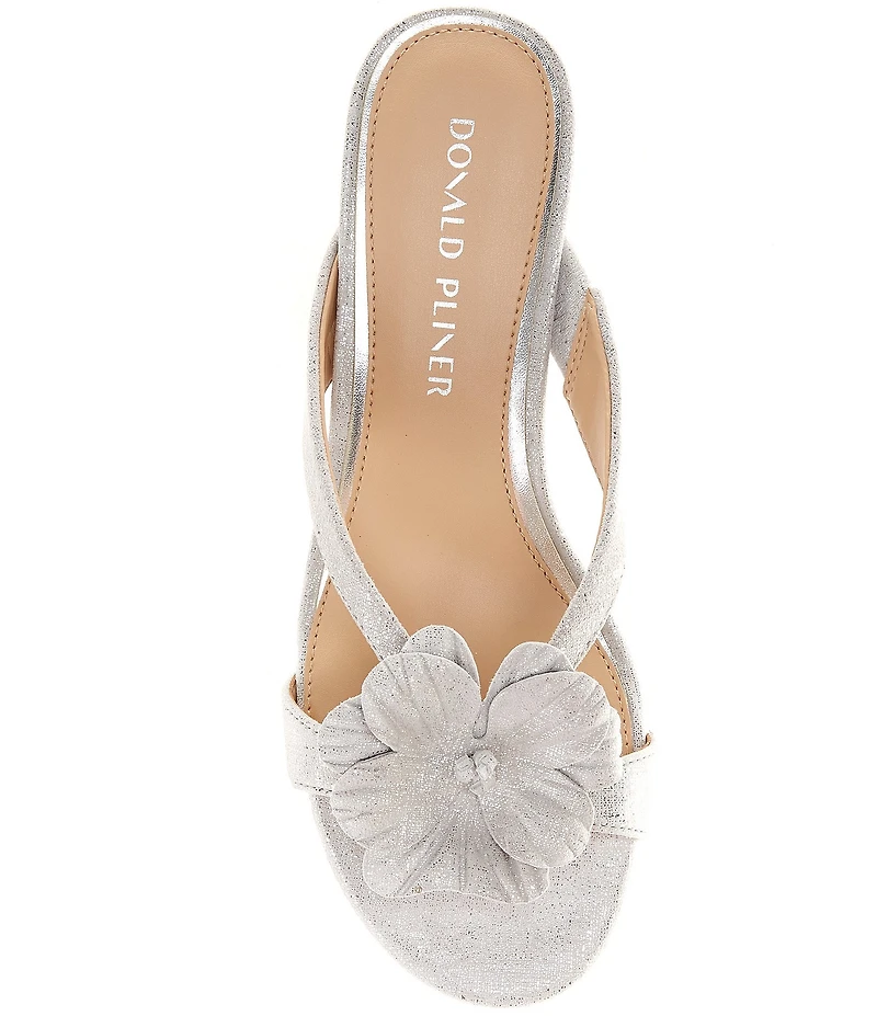 Donald Pliner Peloma Metallic Leather Floral Dress Slide Sandals