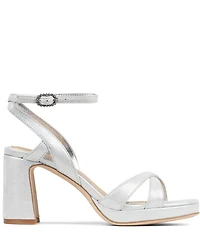 Donald Pliner Pheebe Metallic Suede Block Heel Dress Sandals