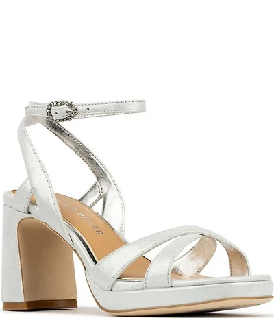 Donald Pliner Pheebe Metallic Suede Block Heel Dress Sandals