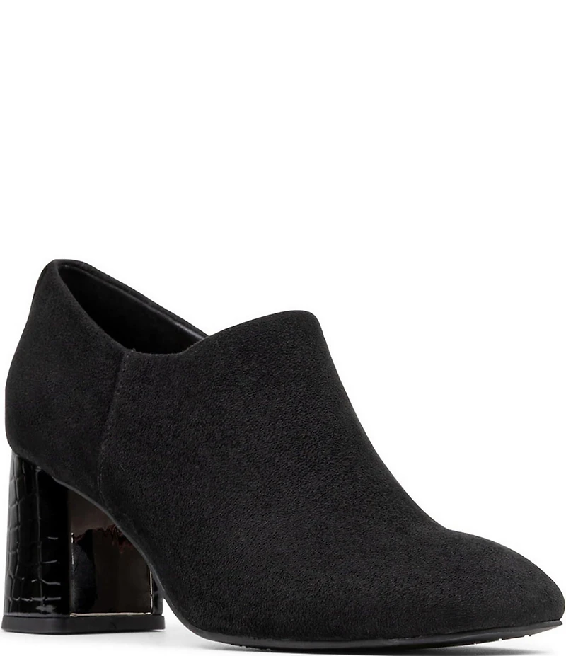 Donald Pliner Pleeze Crepe Elastic Croco Block Heel Shooties