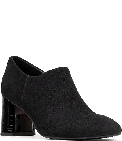 Donald Pliner Pleeze Crepe Elastic Croco Block Heel Shooties