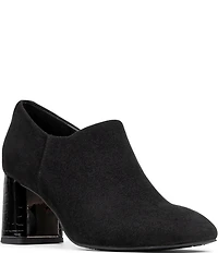 Donald Pliner Pleeze Crepe Elastic Croco Block Heel Shooties