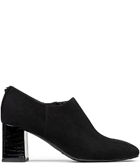 Donald Pliner Pleeze Crepe Elastic Croco Block Heel Shooties