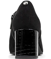 Donald Pliner Pleeze Crepe Elastic Croco Block Heel Shooties