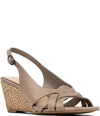 Donald Pliner Primm Metallic Leather Slingback Raffia Wedge Sandals